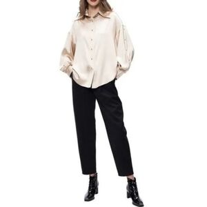 Vivienne Hu VHNY SILK Studs Embellished Ivory Shirt Size 8 NWT